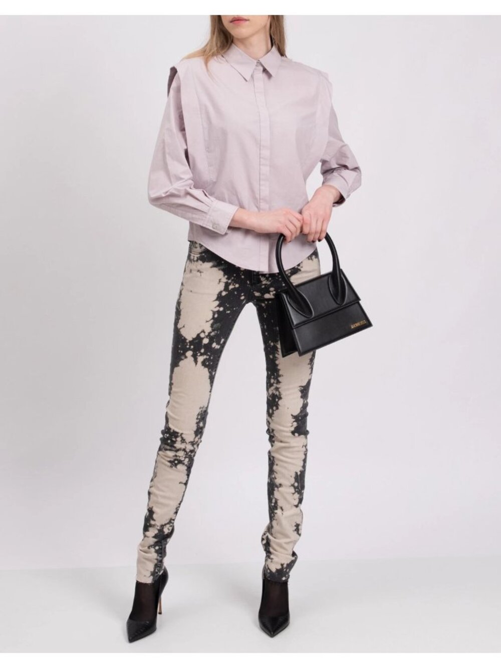 Gucci Bleach Splatter Skinny Jeans Floral Embroidered Black Cream Italy 25 NWT H